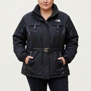 The North Face Womens Size XXL Black HyVent Insulated Belted Rain Parka Jacket